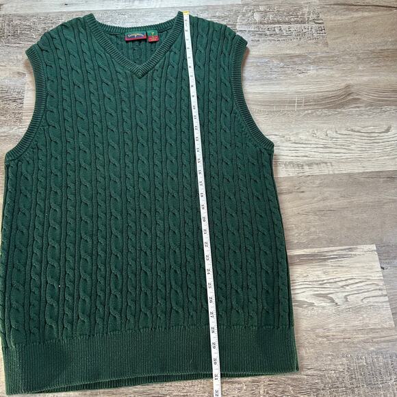 Vintage 90s Saddlebred Green Cable Knit Sweater Vest XL Preppy Academia Vibes - Picture 6 of 6
